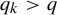 q Subscript k Baseline greater than q