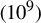 left parenthesis 10 Superscript 9 Baseline right parenthesis