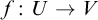 f colon upper U right arrow upper V