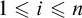 1 less than or slanted equals i less than or slanted equals n