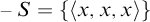 negative upper S equals left brace left angle bracket x comma x comma x right angle bracket right brace