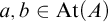 a comma b element of upper A t left parenthesis upper A right parenthesis