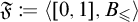 Script F is defined as the ordered pair open bracket zero comma one close bracket and B sub less than.