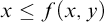 x less than or equals f left parenthesis x comma y right parenthesis