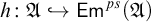 h colon German upper A right arrow with hook backslash operatorname upper E m Superscript p s Baseline left parenthesis German upper A right parenthesis