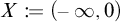 X is defined as the open interval from negative infinity to zero.