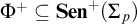 upper Phi Superscript plus Baseline subset of or equal to upper S e n Superscript plus Baseline left parenthesis upper Sigma Subscript p Baseline right parenthesis