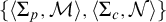 StartSet left angle bracket upper Sigma Subscript p Baseline comma script upper M right angle bracket comma left angle bracket upper Sigma Subscript c Baseline comma script upper N right angle bracket EndSet