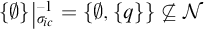 Open curly bracket empty set close curly bracket vertical bar sub sigma sub i c to the negative one power equals open curly bracket empty set comma open curly bracket q close curly bracket close curly bracket is not an element of calligraphic N