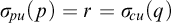 sigma Subscript backslash exclamation mark pu Baseline left parenthesis p right parenthesis equals r equals sigma Subscript backslash exclamation mark cu Baseline left parenthesis q right parenthesis