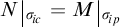 N absolute value of sigma sub i c equals M absolute value of sigma sub i p