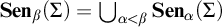 upper S e n Subscript beta Baseline left parenthesis upper Sigma right parenthesis equals backslash leftcup Underscript alpha less than beta Endscripts upper S e n Subscript alpha Baseline left parenthesis upper Sigma right parenthesis