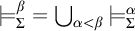models Subscript upper Sigma Superscript beta Baseline equals backslash leftcup Underscript alpha less than beta Endscripts models Subscript upper Sigma Superscript alpha Baseline