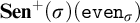upper S e n Superscript plus Baseline left parenthesis sigma right parenthesis left parenthesis backslash texttt e v e n Subscript sigma Baseline right parenthesis