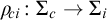 rho Subscript backslash exclamation mark ci Baseline colon upper Sigma Subscript c Baseline right arrow upper Sigma Subscript i Baseline