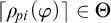 left ceiling rho Subscript backslash exclamation mark pi Baseline left parenthesis phi right parenthesis right ceiling element of upper Theta