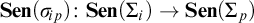 upper S e n left parenthesis sigma Subscript backslash exclamation mark ip Baseline right parenthesis colon upper S e n left parenthesis upper Sigma Subscript i Baseline right parenthesis right arrow upper S e n left parenthesis upper Sigma Subscript p Baseline right parenthesis