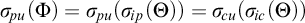 sigma Subscript backslash exclamation mark pu Baseline left parenthesis upper Phi right parenthesis equals sigma Subscript backslash exclamation mark pu Baseline left parenthesis sigma Subscript backslash exclamation mark ip Baseline left parenthesis upper Theta right parenthesis right parenthesis equals sigma Subscript backslash exclamation mark cu Baseline left parenthesis sigma Subscript backslash exclamation mark ic Baseline left parenthesis upper Theta right parenthesis right parenthesis