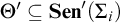 upper Theta prime subset of or equal to upper S e n prime left parenthesis upper Sigma Subscript i Baseline right parenthesis