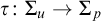 tau colon upper Sigma Subscript u Baseline right arrow upper Sigma Subscript p Baseline