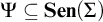 upper Psi subset of or equal to upper S e n left parenthesis upper Sigma right parenthesis