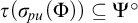 tau left parenthesis sigma Subscript backslash exclamation mark pu Baseline left parenthesis upper Phi right parenthesis right parenthesis subset of or equal to upper Psi Superscript ring