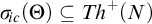 sigma Subscript backslash exclamation mark ic Baseline left parenthesis upper Theta right parenthesis subset of or equal to upper T h Superscript plus Baseline left parenthesis upper N right parenthesis