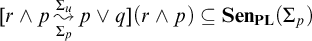r and p backslash stackrel upper Sigma Subscript p Baseline right bracket upper Sigma Subscript u Baseline wave arrow pointing directly right p or q left parenthesis r and p right parenthesis subset of or equal to upper S e n Subscript upper P upper L Baseline left parenthesis upper Sigma Subscript p Baseline right parenthesis
