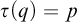 tau left parenthesis q right parenthesis equals p