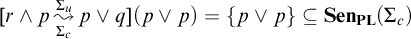 r and p backslash stackrel upper Sigma Subscript c Baseline right bracket upper Sigma Subscript u Baseline wave arrow pointing directly right p or q left parenthesis p or p right parenthesis equals left brace p or p right brace subset of or equal to upper S e n Subscript upper P upper L Baseline left parenthesis upper Sigma Subscript c Baseline right parenthesis