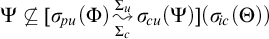 upper Psi ̸ subset of or equal to sigma Subscript backslash exclamation mark pu Baseline left parenthesis upper Phi right parenthesis backslash stackrel upper Sigma Subscript c Baseline right bracket upper Sigma Subscript u Baseline wave arrow pointing directly right sigma Subscript backslash exclamation mark cu Baseline left parenthesis upper Psi right parenthesis left parenthesis sigma Subscript backslash exclamation mark ic Baseline left parenthesis upper Theta right parenthesis right parenthesis