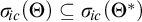 sigma Subscript backslash exclamation mark ic Baseline left parenthesis upper Theta right parenthesis subset of or equal to sigma Subscript backslash exclamation mark ic Baseline left parenthesis upper Theta Superscript asterisk Baseline right parenthesis
