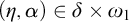 left parenthesis eta comma alpha right parenthesis element of delta times omega 1