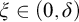 xi element of left parenthesis 0 comma delta right parenthesis