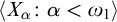 left angle bracket upper X Subscript alpha Baseline colon alpha less than omega 1 right angle bracket