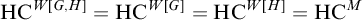 upper H upper C Superscript upper W upper G comma upper H Baseline equals upper H upper C Superscript upper W upper G Baseline equals upper H upper C Superscript upper W upper H Baseline equals upper H upper C Superscript upper M