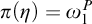 pi left parenthesis eta right parenthesis equals omega 1 Superscript upper P