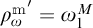 Rho sub omega to the m prime power equals omega sub one to the M power.