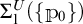 Summation of upper U and lower 1 of open parenthesis set of P zero close parenthesis.