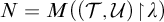 upper N equals upper M left parenthesis left parenthesis script upper T comma script upper U right parenthesis backslash exclamation mark up harpoon with barb right backslash exclamation mark lamda right parenthesis
