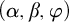left parenthesis alpha comma beta comma phi right parenthesis