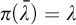 pi left parenthesis lamda overbar right parenthesis equals lamda