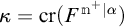 kappa equals c r open parenthesis F n plus given alpha close parenthesis.
