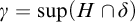 gamma equals sup Underscript upper H Endscripts intersection delta right parenthesis