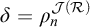 delta equals rho Subscript n Superscript script upper J left parenthesis script upper R right parenthesis