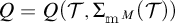 Q equals Q open parenthesis tau comma summation of sub m sub M of open parenthesis tau close parenthesis close parenthesis.