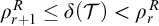 rho Subscript r plus 1 Superscript upper R Baseline less than or equals delta left parenthesis script upper T right parenthesis less than rho Subscript r Superscript upper R
