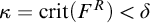 kappa equals c r i t left parenthesis upper F Superscript upper R Baseline right parenthesis less than delta