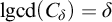 l g c d left parenthesis upper C Subscript delta Baseline right parenthesis equals delta