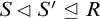 upper S white left pointing triangle upper S prime normal subgroup of or equal to upper R